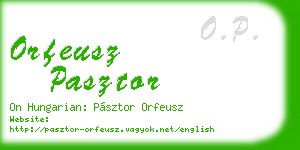 orfeusz pasztor business card