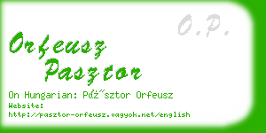 orfeusz pasztor business card